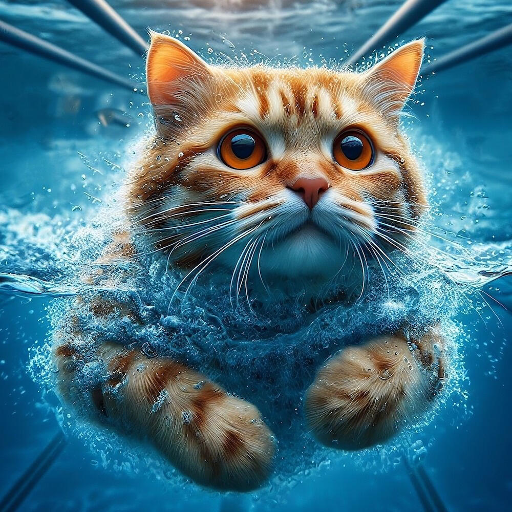 Champion Swimmer Cat
